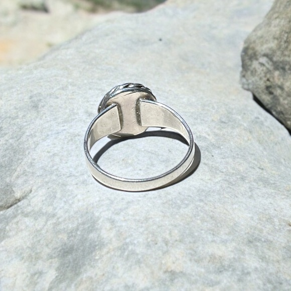 🌺Vintage Sterling Blue Glass Ring - Picture 9 of 10